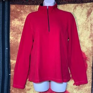 DANSKIN NOW-women’s red long sleeve 1/4-zip athletic lightweight fleece jacket